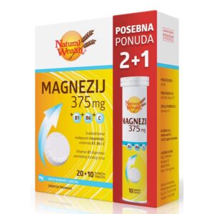NATURAL WEALTH MAGNEZIJ 375MG+B1+B6+C 20+10 ŠUMEĆIH TABLETA