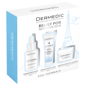 DERMEDIC MELUMIN PAKET DEPIGMENTACIJSKI SERUM 30ML+EMULZIJA ZA POSVJETLJIVANJE 25ML+ZAŠTITNA DNEVNA KREMA SPF50+ 15ML