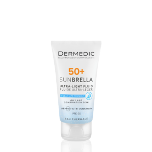 DERMEDIC SUNBRELLA SPF50+ ULTRA LAGANI FLUID NA BAZI VODE ZA ZAŠTITU OD SUNCA MASNE I MJEŠOVITE KOŽE LICA 50ML