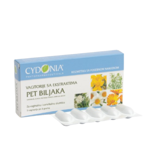 CYDONIA VAGITORIJE SA EKTRAKTIMA 5 BILJAKA KOD POJAČANOG SEKRETA 5 KOMADA