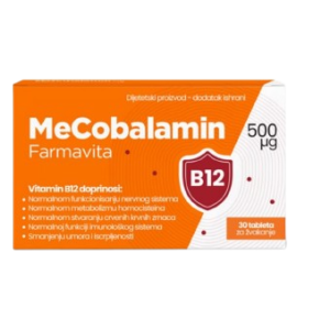 FARMAVITA MECOBALAMIN 500MCG VITAMIN B12 30 TABLETA ZA ŽVAKANJE