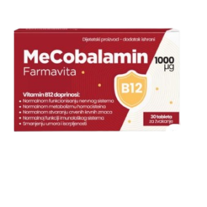 FARMAVITA MECOBALAMIN 1000MCG VITAMIN B12 30 TABLETA ZA ŽVAKANJE