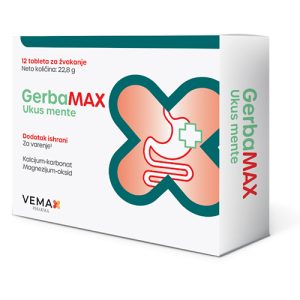 GERBAMAX TABLETE ZA ŽVAKANJE KOD ŽELUČANIH TEGOBA A12
