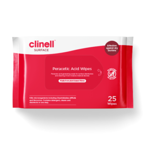 CLINELL SURFACE PERACETIC ACID VLAŽNE MARAMICE ZA DEZINFEKCIJU POVRŠINA 25 KOMADA